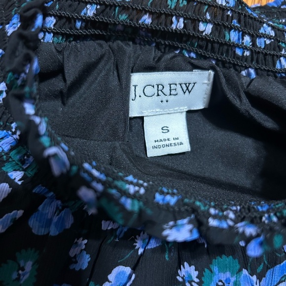 J Crew Factory Shirt Womens Small Floral Mock Neck Blouse Top Cottage Blue - Picture 8 of 12